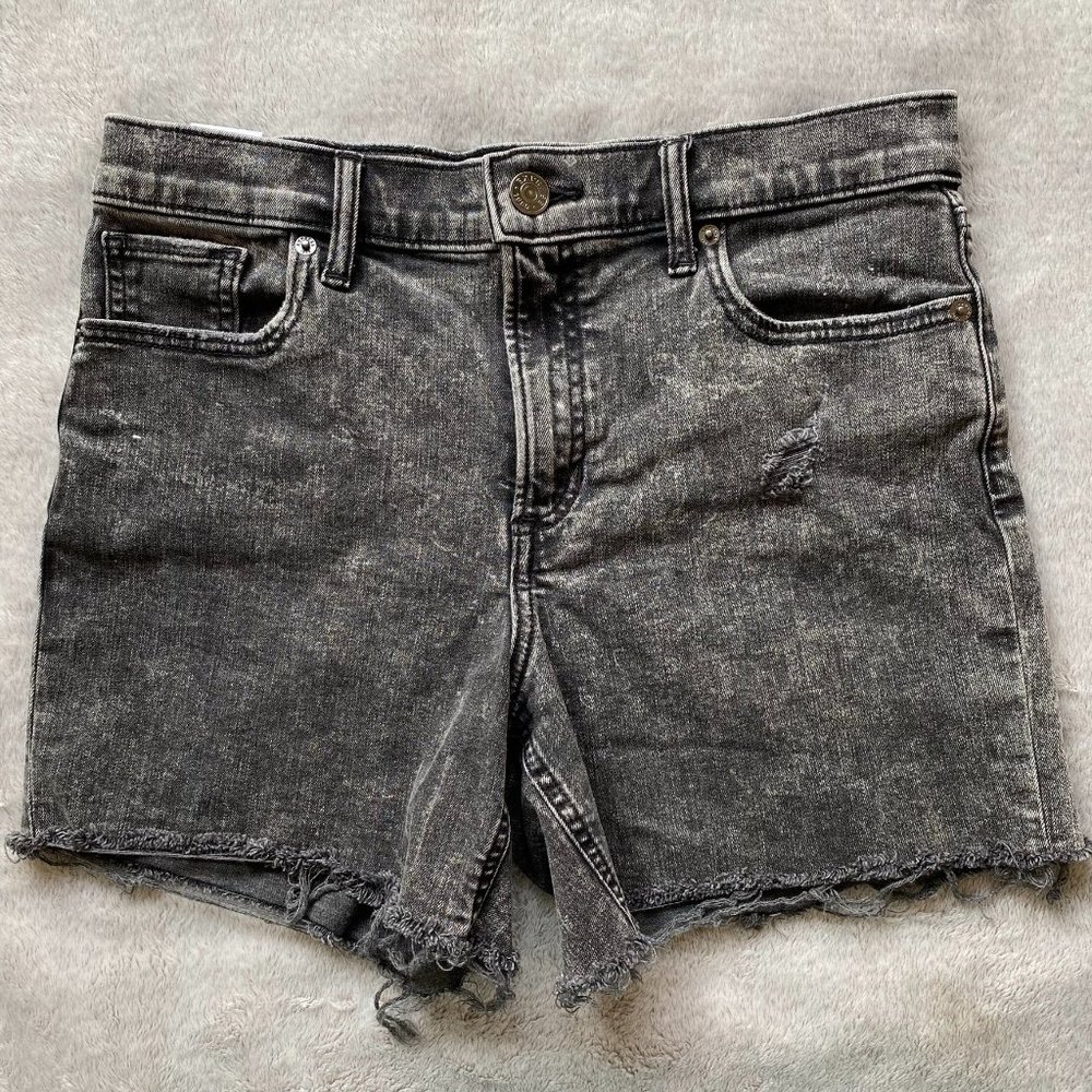 Express Mid Rise Distressed Denim Shorts